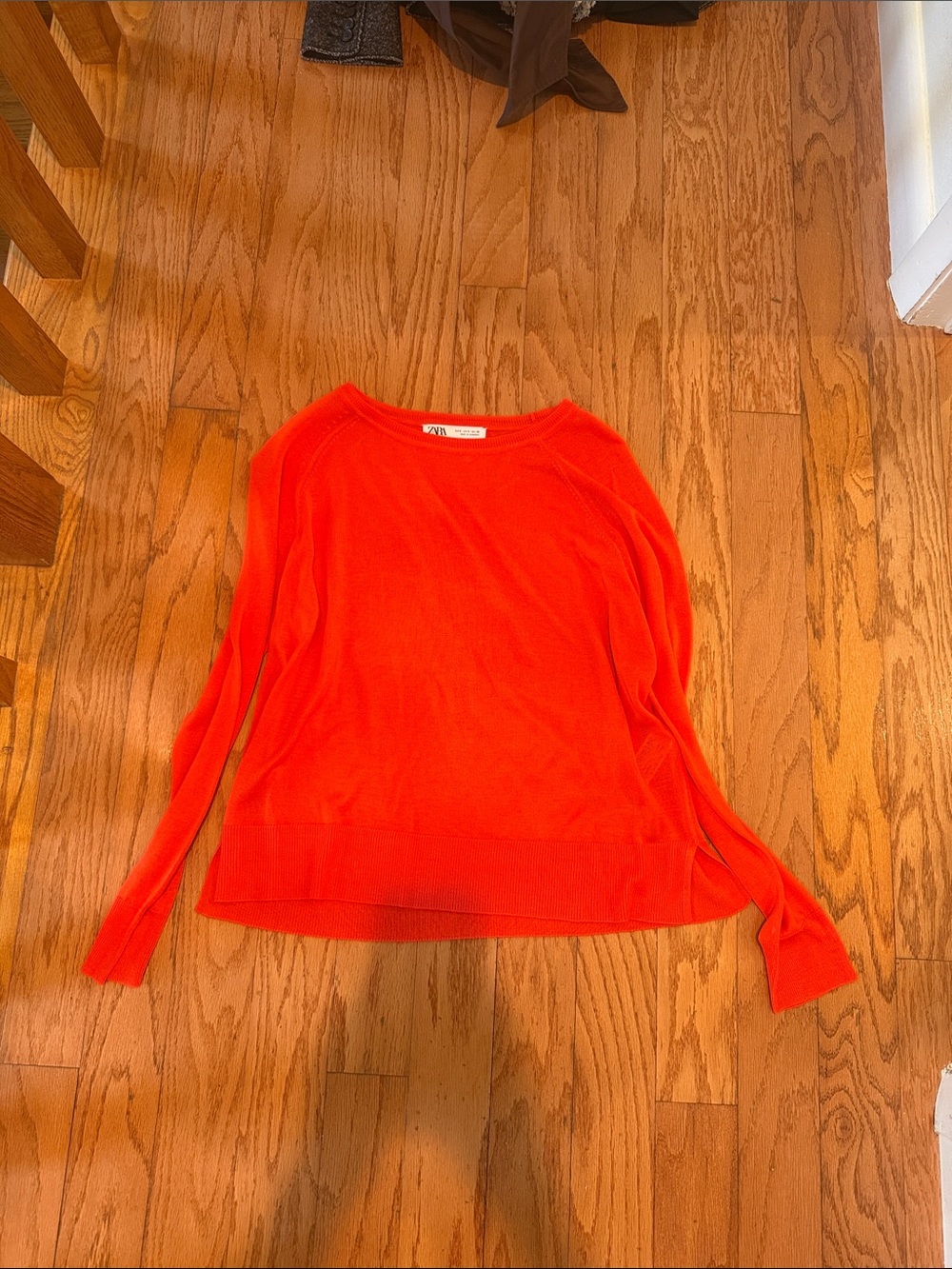 Zara Vibrant Orange Scoopneck Lightweight Sweater